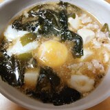 レンジで簡単！豆腐と卵の味噌雑炊